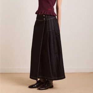 Damson Madder Raye Denim Skirt - Dark Indigo US 10 / UK 14